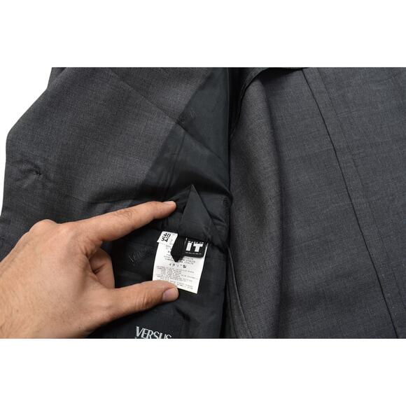 Versace Versus Men's Gray Virgin Wool Blazer Size 40/54 3 Button Made in Italy - Picture 6 of 11